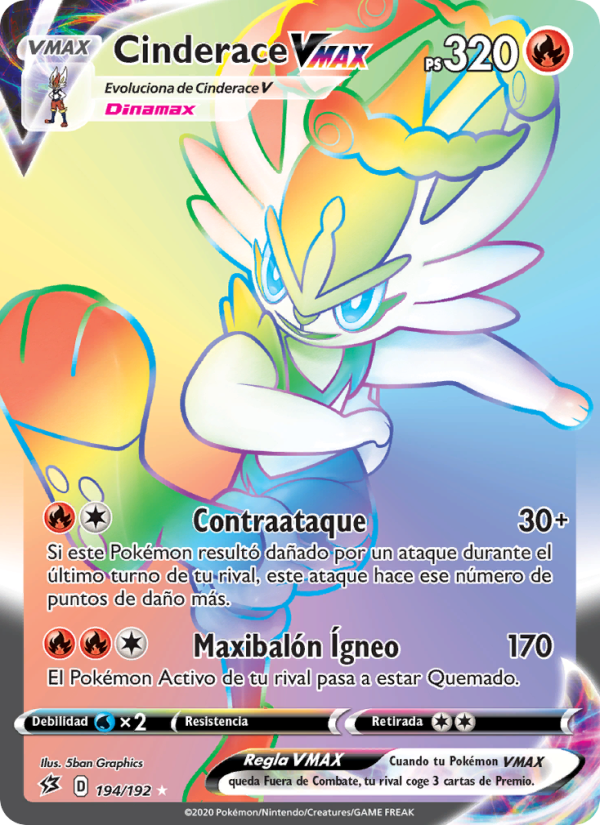 Cinderace VMAX 194 — Choque Rebelde (Spanish Pokémon TCG card)