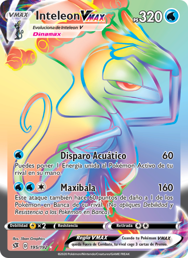 Inteleon VMAX 195 — Choque Rebelde (Spanish Pokémon TCG card)