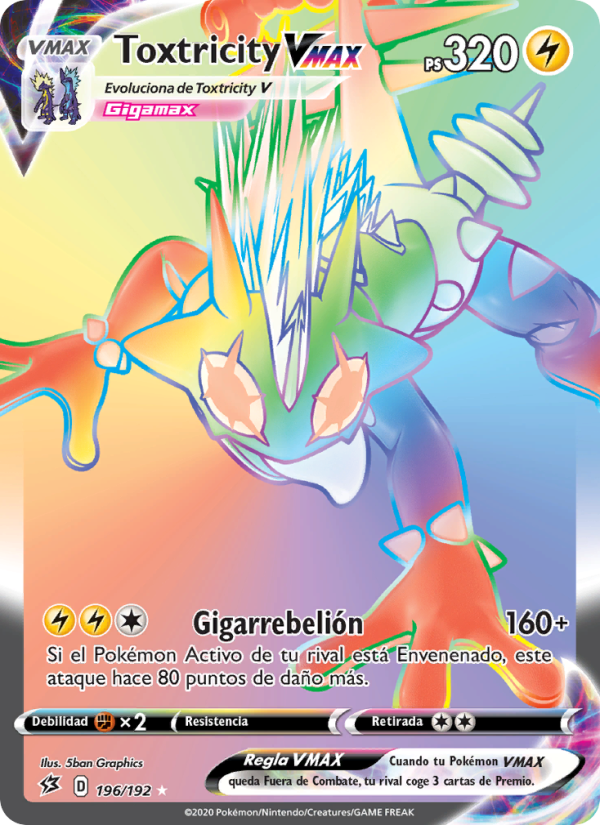 Toxtricity VMAX 196 — Choque Rebelde (Spanish Pokémon TCG card)