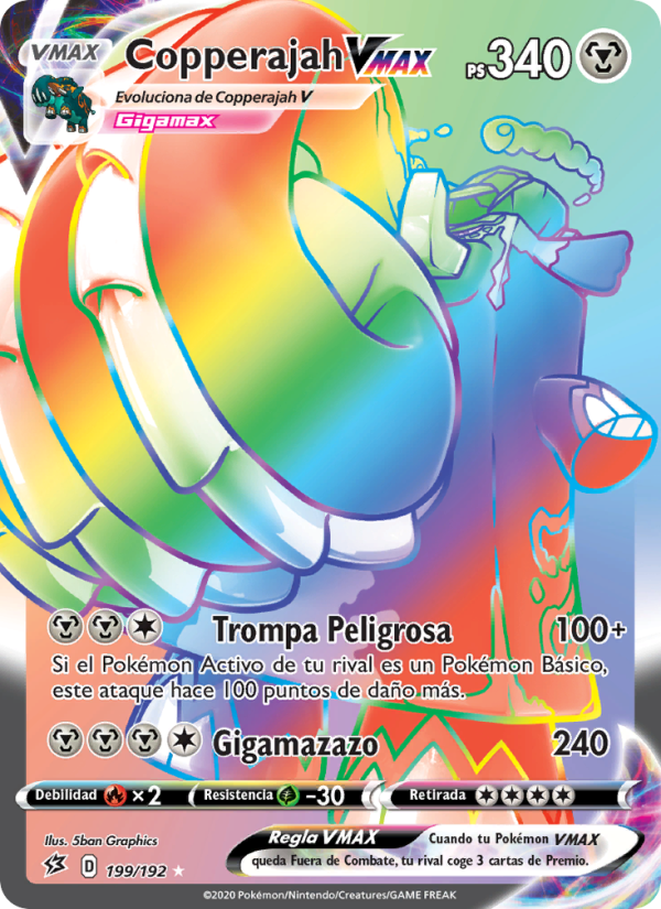 Copperajah VMAX 199 — Choque Rebelde (Spanish Pokémon TCG card)