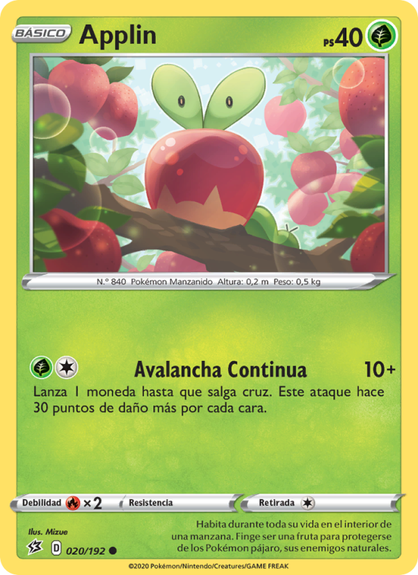 Applin 20 — Choque Rebelde (Spanish Pokémon TCG card)
