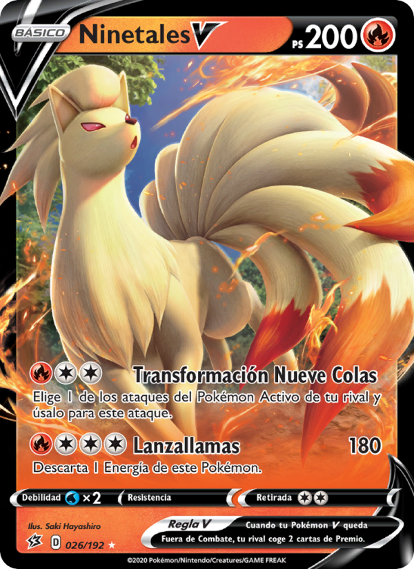 Ninetales V 26 — Choque Rebelde (Spanish Pokémon TCG card)