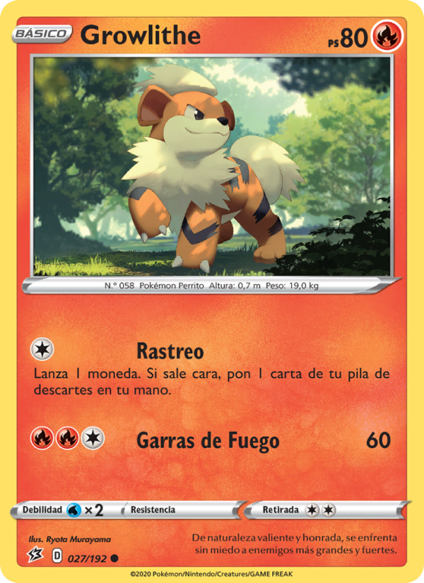 Growlithe 27 — Choque Rebelde (Spanish Pokémon TCG card)