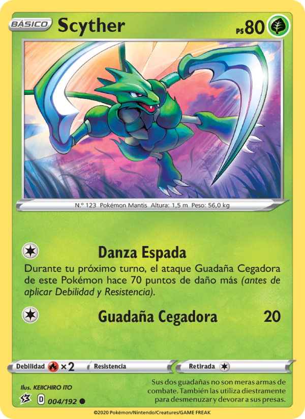 Scyther 4 — Choque Rebelde (Spanish Pokémon TCG card)