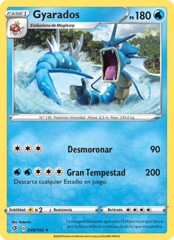 Gyarados 40 — Choque Rebelde (Spanish Pokémon TCG card)