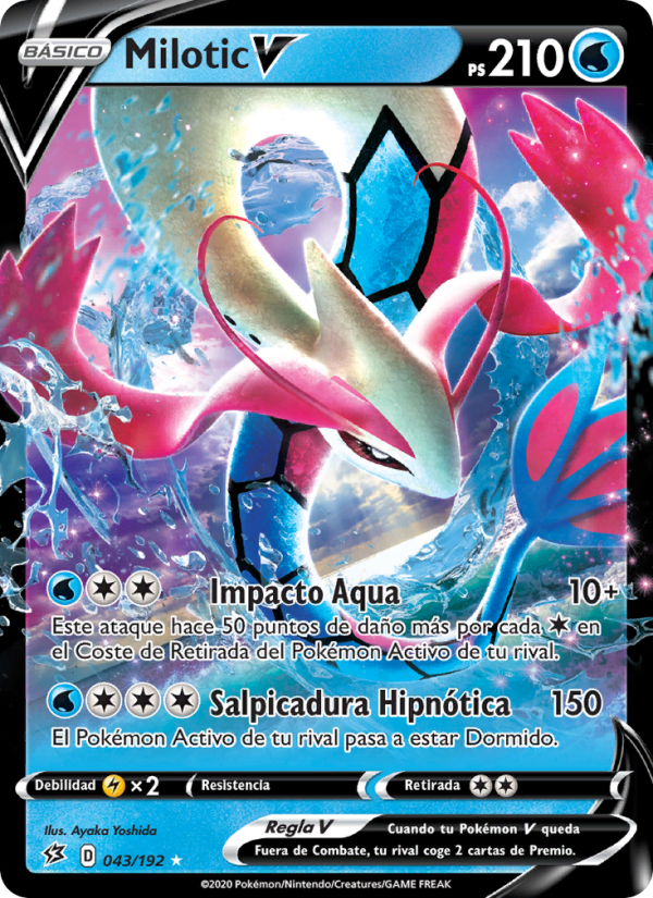 Milotic V 43 — Choque Rebelde (Spanish Pokémon TCG card)