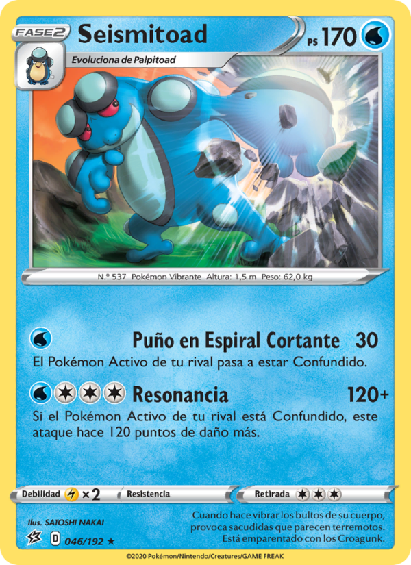Seismitoad 46 — Choque Rebelde (Spanish Pokémon TCG card)