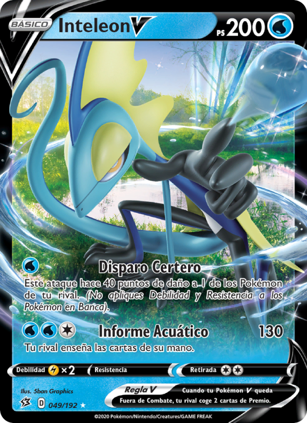 Inteleon V 49 — Choque Rebelde (Spanish Pokémon TCG card)