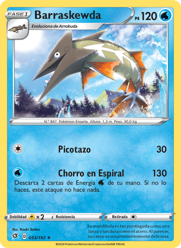 Barraskewda 53 — Choque Rebelde (Spanish Pokémon TCG card)