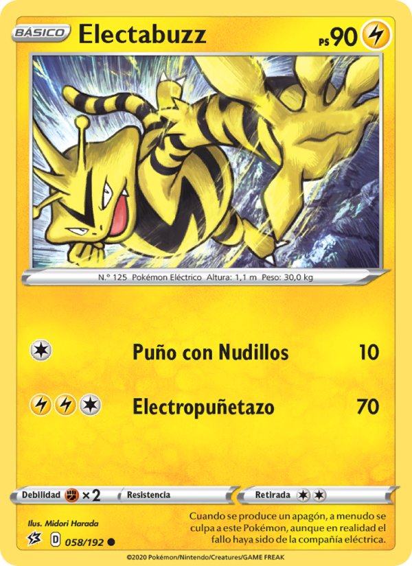 Electabuzz 58 — Choque Rebelde (Spanish Pokémon TCG card)