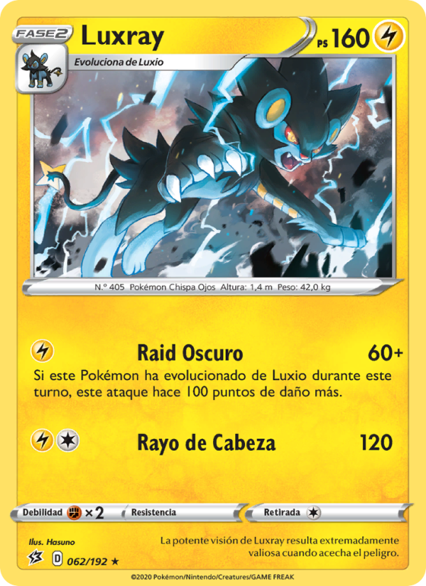 Luxray 62 — Choque Rebelde (Spanish Pokémon TCG card)