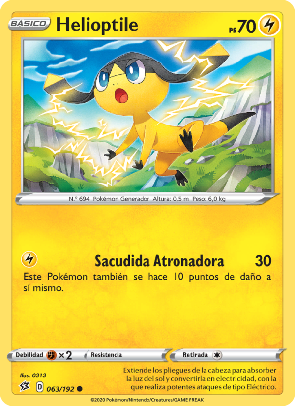 Helioptile 63 — Choque Rebelde (Spanish Pokémon TCG card)