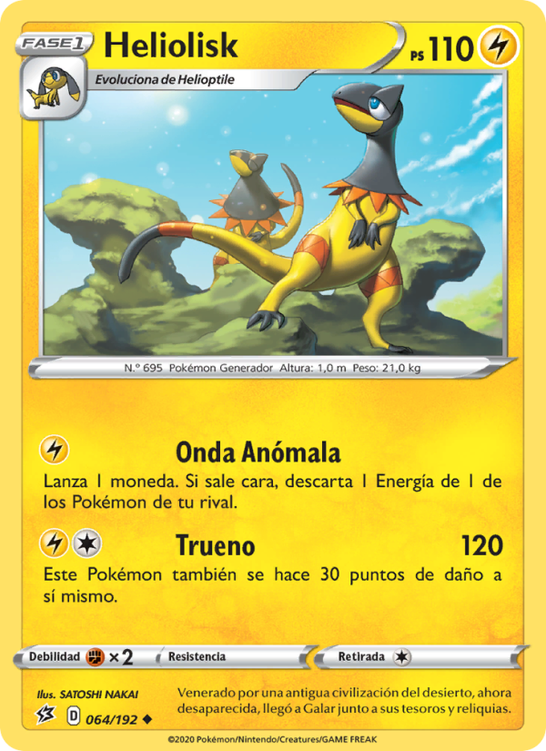Heliolisk 64 — Choque Rebelde (Spanish Pokémon TCG card)