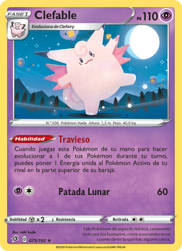 Clefable 75 — Choque Rebelde (Spanish Pokémon TCG card)