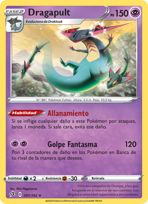 Dragapult 91 — Choque Rebelde (Spanish Pokémon TCG card)