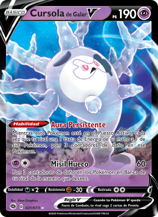 Cursola de Galar V 21 — Camino de Campeones (Spanish Pokémon TCG card)