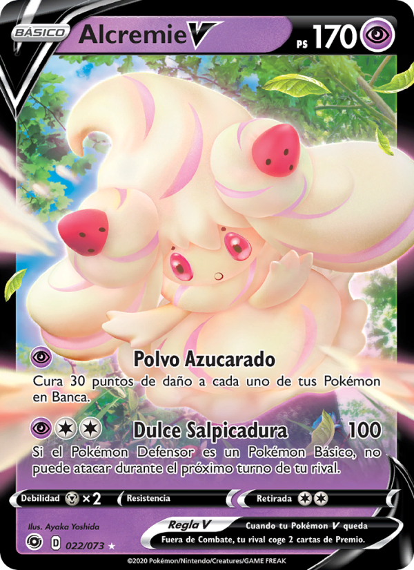 Alcremie V 22 — Camino de Campeones (Spanish Pokémon TCG card)