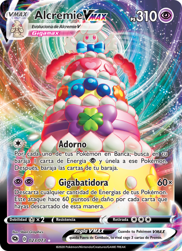 Alcremie VMAX 23 — Camino de Campeones (Spanish Pokémon TCG card)