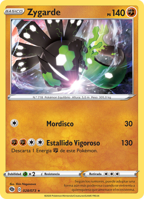 Zygarde 28 — Camino de Campeones (Spanish Pokémon TCG card)