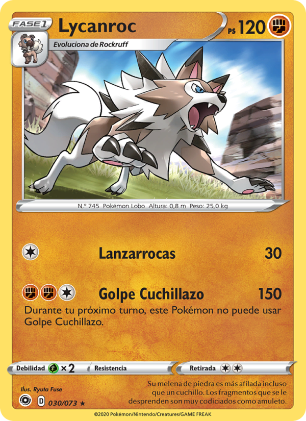 Lycanroc 30 — Camino de Campeones (Spanish Pokémon TCG card)