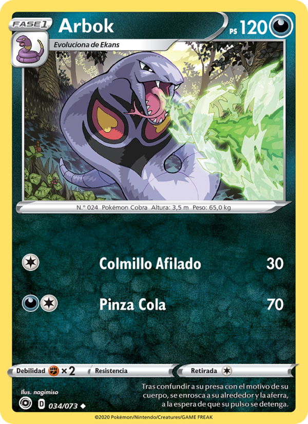 Arbok 34 — Camino de Campeones (Spanish Pokémon TCG card)
