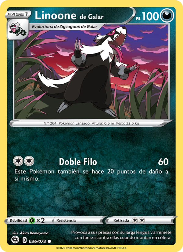 Linoone de Galar 36 — Camino de Campeones (Spanish Pokémon TCG card)