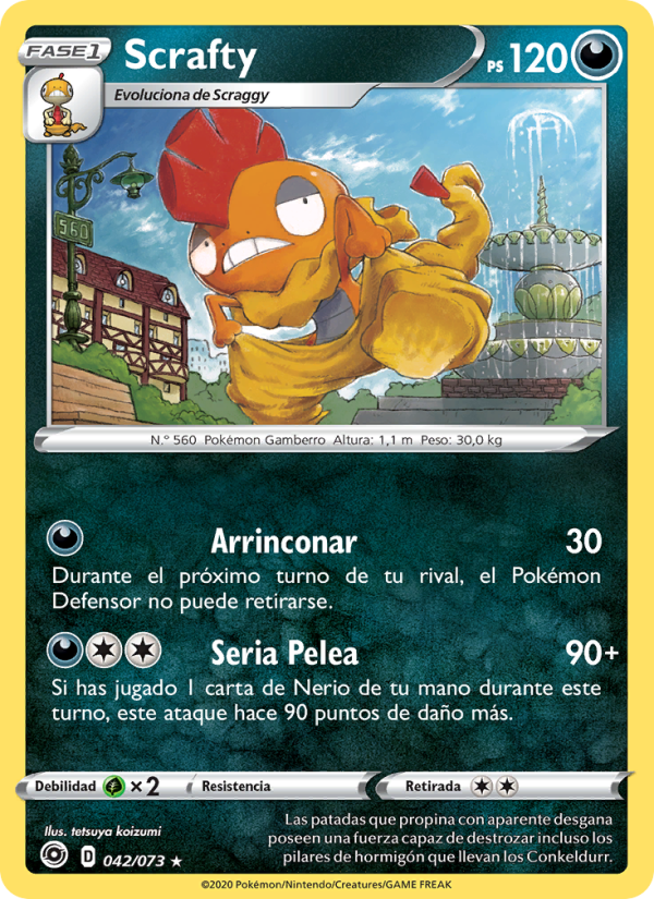 Scrafty 42 — Camino de Campeones (Spanish Pokémon TCG card)