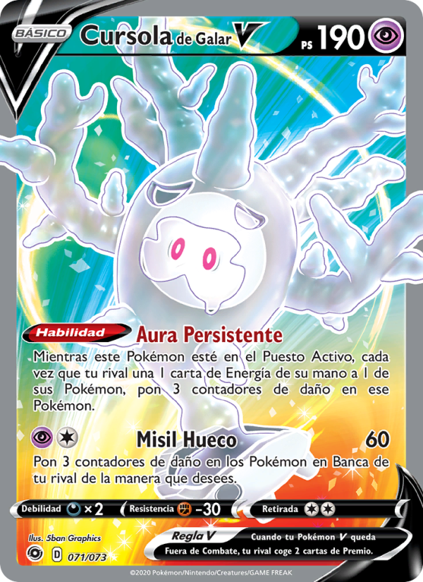 Cursola de Galar V 71 — Camino de Campeones (Spanish Pokémon TCG card)