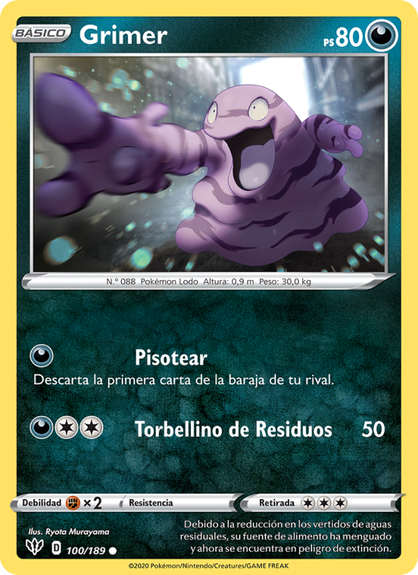 Grimer 100 — Oscuridad Incandescente (Spanish Pokémon TCG card)
