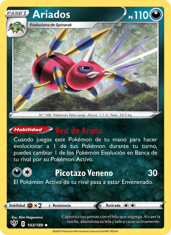 Ariados 103 — Oscuridad Incandescente (Spanish Pokémon TCG card)