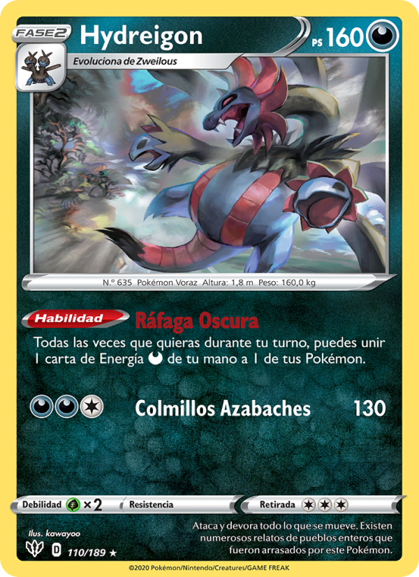 Hydreigon 110 — Oscuridad Incandescente (Spanish Pokémon TCG card)