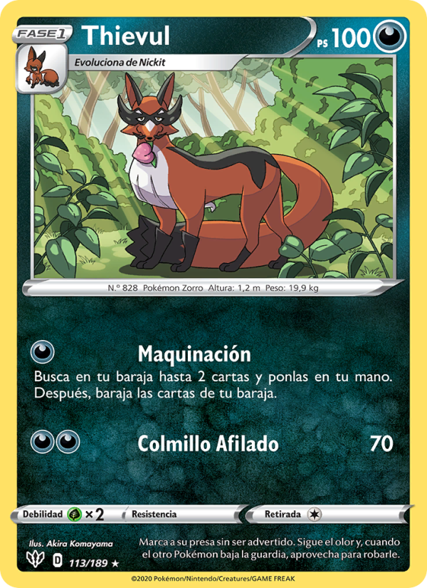 Thievul 113 — Oscuridad Incandescente (Spanish Pokémon TCG card)