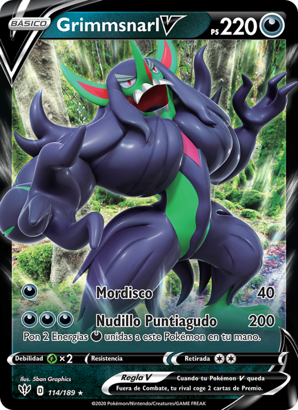 Grimmsnarl V 114 — Oscuridad Incandescente (Spanish Pokémon TCG card)