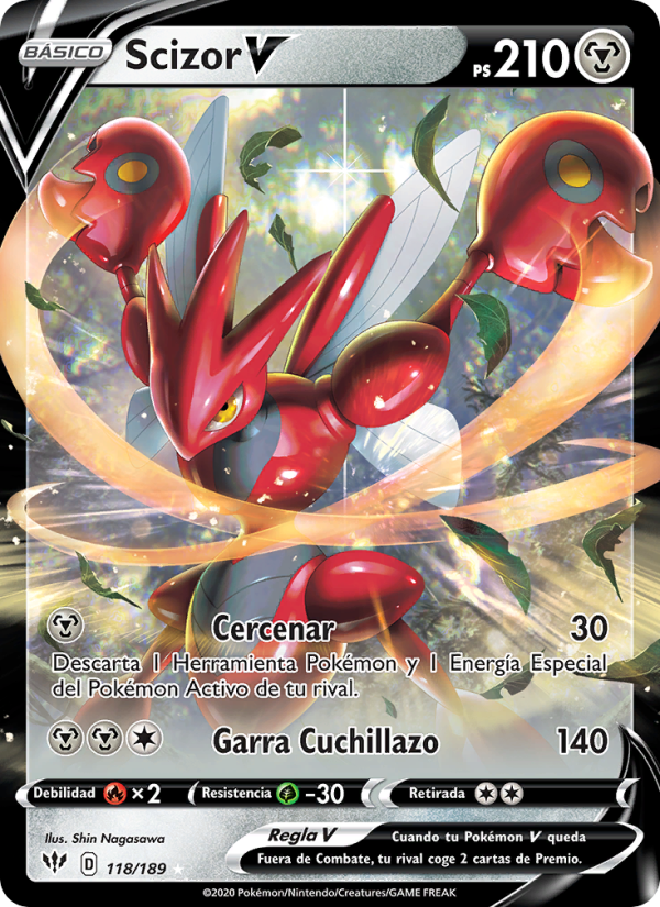 Scizor V 118 — Oscuridad Incandescente (Spanish Pokémon TCG card)