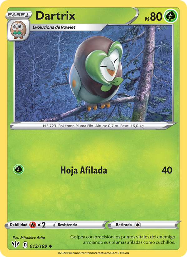 Dartrix 12 — Oscuridad Incandescente (Spanish Pokémon TCG card)