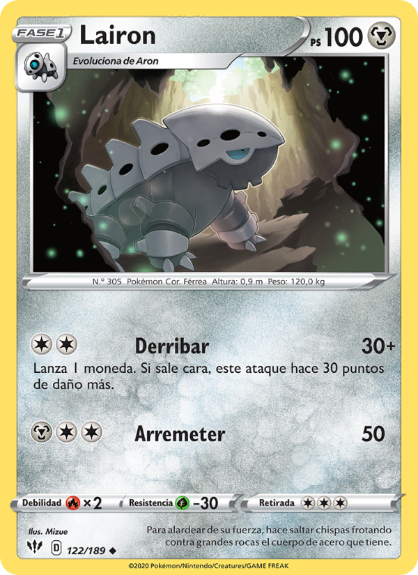 Lairon 122 — Oscuridad Incandescente (Spanish Pokémon TCG card)