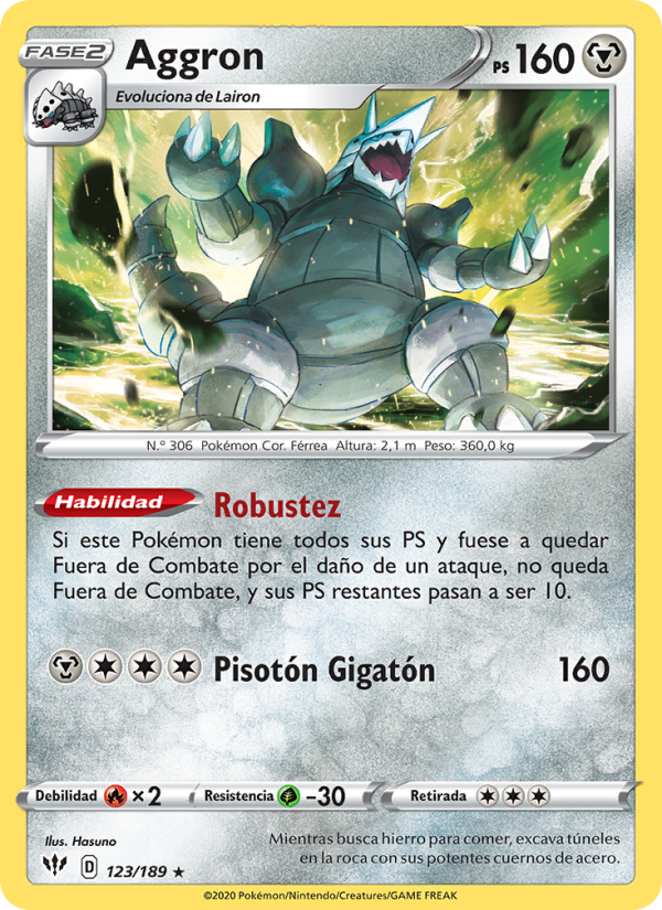 Aggron 123 — Oscuridad Incandescente (Spanish Pokémon TCG card)