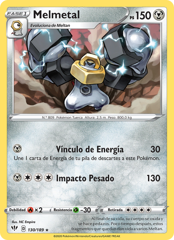 Melmetal 130 — Oscuridad Incandescente (Spanish Pokémon TCG card)