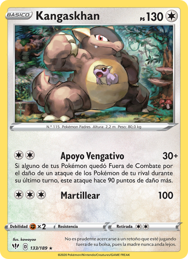 Kangaskhan 133 — Oscuridad Incandescente (Spanish Pokémon TCG card)