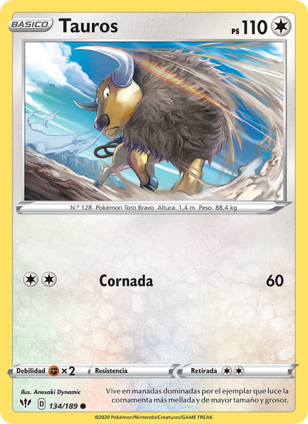 Tauros 134 — Oscuridad Incandescente (Spanish Pokémon TCG card)