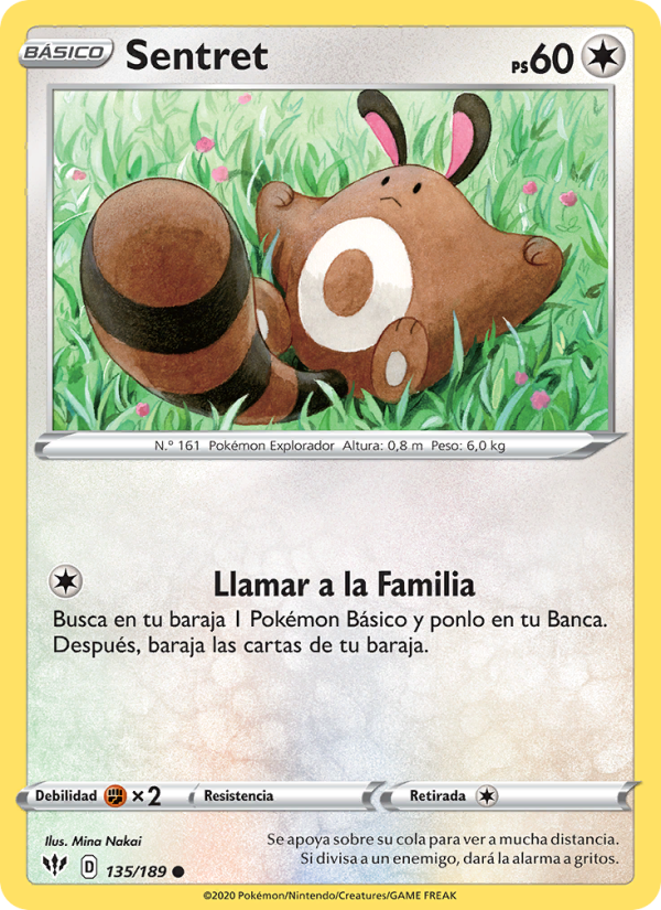 Sentret 135 — Oscuridad Incandescente (Spanish Pokémon TCG card)