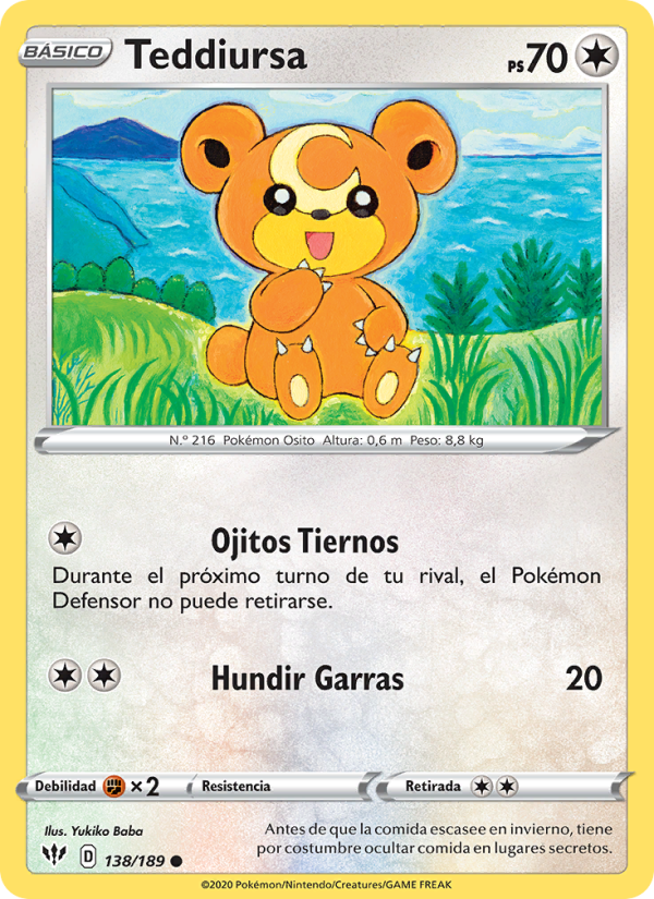 Teddiursa 138 — Oscuridad Incandescente (Spanish Pokémon TCG card)