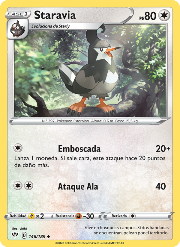 Staravia 146 — Oscuridad Incandescente (Spanish Pokémon TCG card)