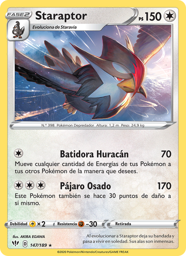 Staraptor 147 — Oscuridad Incandescente (Spanish Pokémon TCG card)
