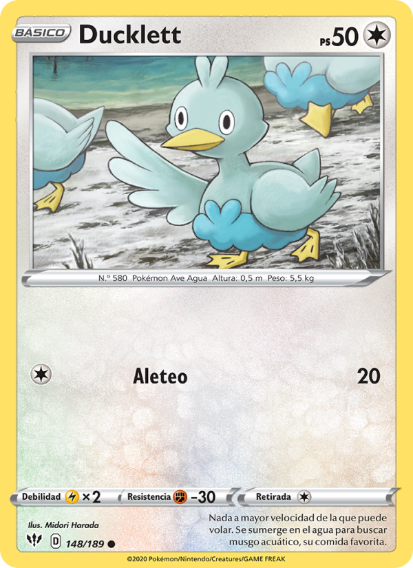 Ducklett 148 — Oscuridad Incandescente (Spanish Pokémon TCG card)