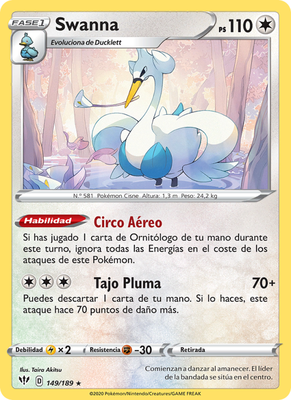 Swanna 149 — Oscuridad Incandescente (Spanish Pokémon TCG card)