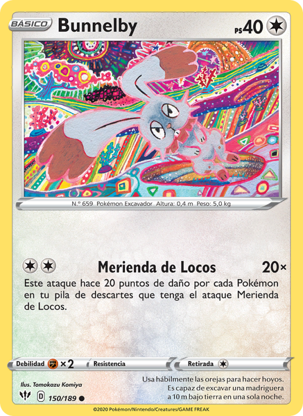 Bunnelby 150 — Oscuridad Incandescente (Spanish Pokémon TCG card)