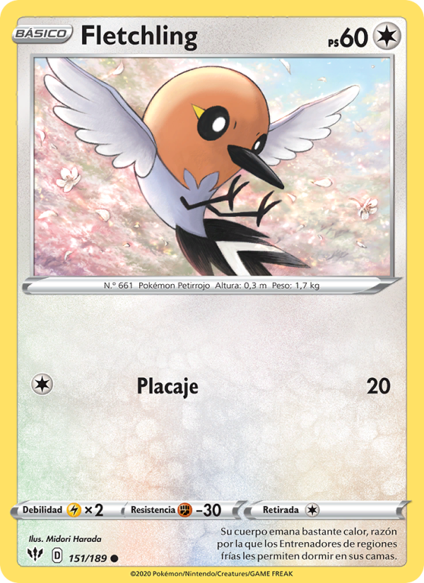 Fletchling 151 — Oscuridad Incandescente (Spanish Pokémon TCG card)