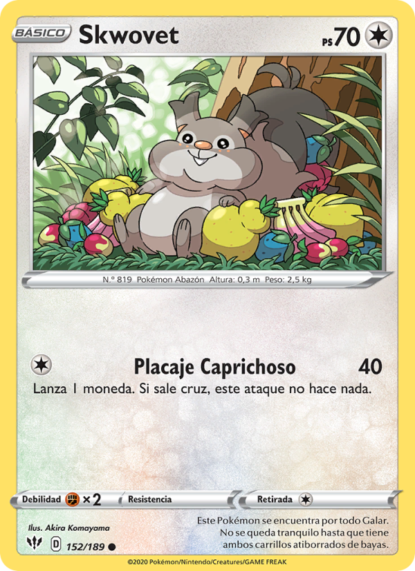 Skwovet 152 — Oscuridad Incandescente (Spanish Pokémon TCG card)