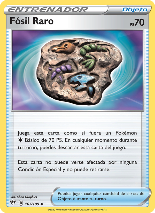 Fósil Raro 167 — Oscuridad Incandescente (Spanish Pokémon TCG card)